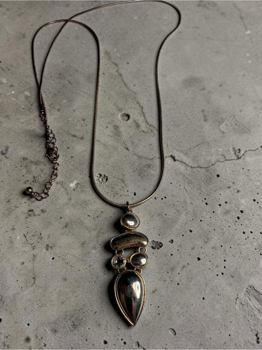 Sterling Silver Teardrop Pendant Necklace - Silver